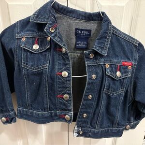 Guess Kids Dark Blue Denim Jacket with Red Accents